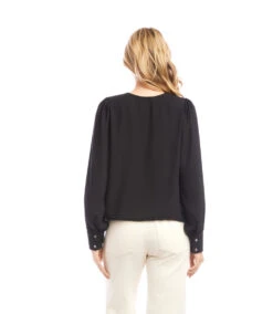 Puff Sleeve V-Neck Top -Karen Kane Store 3L25018 BLK karenkane 2025 fall 00 3