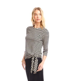 Stripe 3/4 Sleeve Side-Tie Top -Karen Kane Store 3L26800 OWA karenkane 2025 fall 00 4