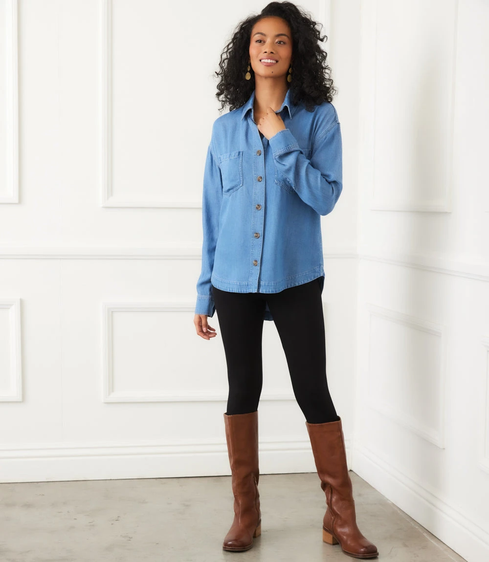 Long Sleeve Soft Denim Shirt Jacket 7 Long Sleeve Soft Denim Shirt Jacket - Image 5