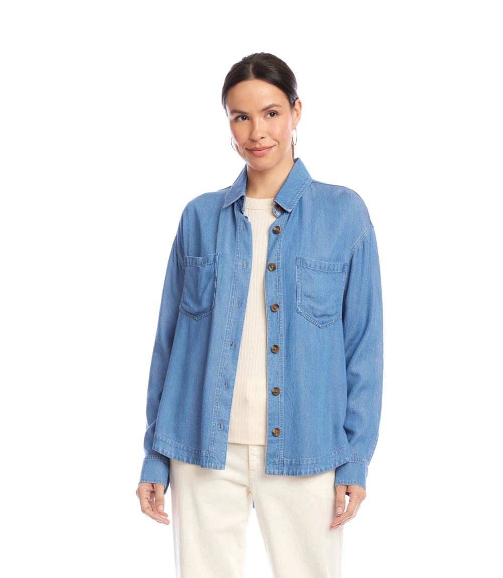 Long Sleeve Soft Denim Shirt Jacket 6 Long Sleeve Soft Denim Shirt Jacket - Image 4