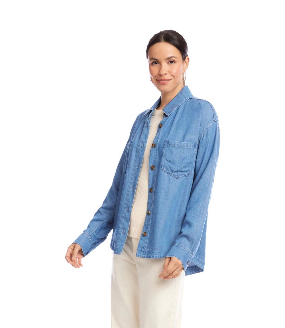 Long Sleeve Soft Denim Shirt Jacket 8 Long Sleeve Soft Denim Shirt Jacket - Image 6