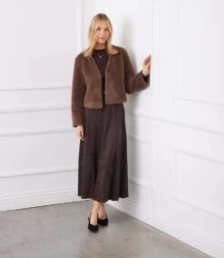 Reversible Faux Fur Jacket -Karen Kane Store 3L33400 BRO karenkane 2025 fall 00 3