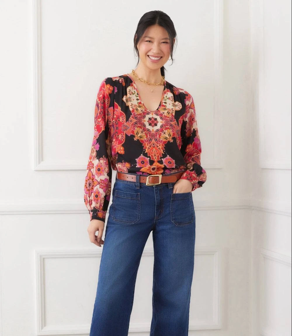 Petite Size Long Sleeve Shirred Blouse 3 Petite Size Long Sleeve Shirred Blouse