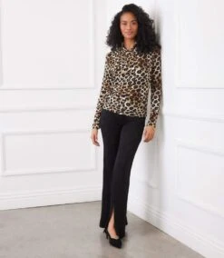 Long Sleeve Crossover Side-Shirred Top -Karen Kane Store 3L37700 LEO karenkane 2025 Fall 00 3