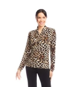 Long Sleeve Crossover Side-Shirred Top -Karen Kane Store 3L37700 LEO karenkane 2025 Fall 00 5