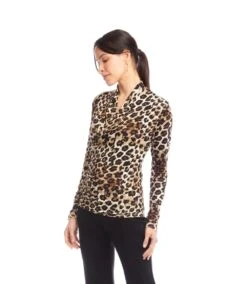 Long Sleeve Crossover Side-Shirred Top -Karen Kane Store 3L37700 LEO karenkane 2025 Fall 00 6