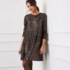 3/4 Sleeve Sequin Swing Dress -Karen Kane Store 3L39500 BRO karenkane 2025 fall 00 4