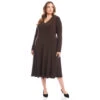 Plus Size Kate V-Neck Midi Travel Dress -Karen Kane Store 3L51500W BRO karenkane 2025 fall 00 1