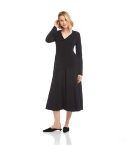 Kate V-Neck Midi Travel Dress -Karen Kane Store 3L51500 BLK karenkane 2025 fall 00 1 37d11edf 4dd0 4157 b19c 5bf75bdc325a