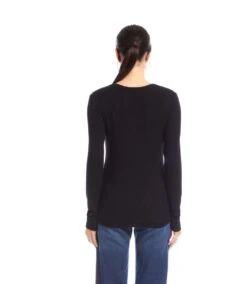 Petite Size Long Sleeve Ribbed V-Neck Top -Karen Kane Store 3L56018P BLK karenkane 2025 fall 00 3 c3f630e9 5c5b 4a43 83d2 49d0528b8996
