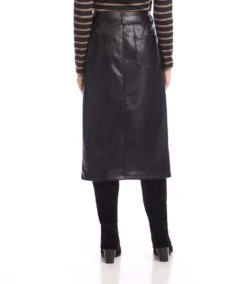 Faux Leather Midi Skirt -Karen Kane Store 3L69900 BLK karenkane 2025 Fall 00 3