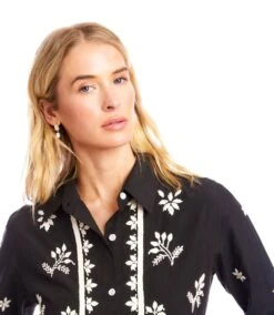 Long Sleeve Embroidered Shirt 15 Long Sleeve Embroidered Shirt -Karen Kane Store 3L70135 BKTN karenkane 2025 fall 00 8