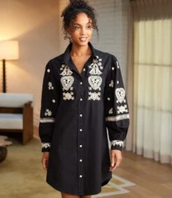 Blouson Sleeve Rope Stitch Shirtdress