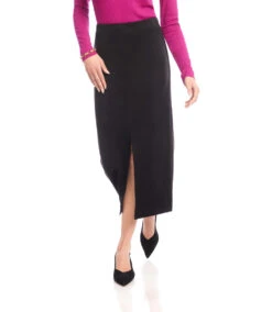 Faux Suede Front Slit Skirt 10 Faux Suede Front Slit Skirt -Karen Kane Store 3L71510 BLK karenkane 2025 fall 00 2