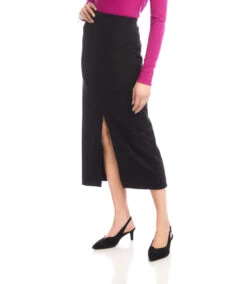 Faux Suede Front Slit Skirt 11 Faux Suede Front Slit Skirt -Karen Kane Store 3L71510 BLK karenkane 2025 fall 00 3