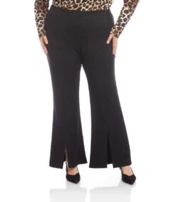 Plus Size Faux Suede Front Slit Pants