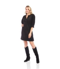 Faux Suede Puff Sleeve Dress -Karen Kane Store 3L71512 BLK karenkane 2025 fall 00 3