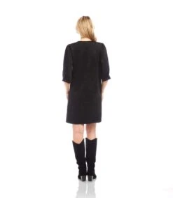 Faux Suede Puff Sleeve Dress -Karen Kane Store 3L71512 BLK karenkane 2025 fall 00 4