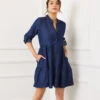 Petite Size Roll Tab Tiered Shirtdress -Karen Kane Store 3L78601P CHA karenkane 2025 fall 00 2