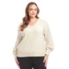 Plus Size Sequin V-Neck Sweater -Karen Kane Store 3L88982W CRE karenkane 2025 fall 00 1