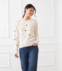 Embroidered Stars Sweater -Karen Kane Store 3L89129 OAT karenkane 2025 Fall 00 2