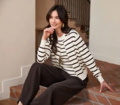 Stripe Cardigan Sweater -Karen Kane Store 3L89135 CRE karenkane 2025 fall 00 1