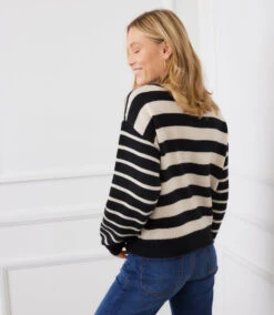 Stripe Polo Sweater -Karen Kane Store 3L89974 BEC karenkane 2025 fall 00 2