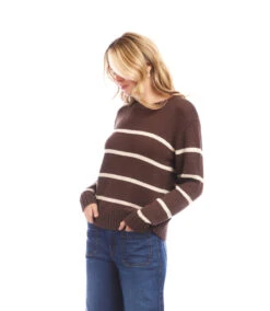 Stripe Crewneck Sweater -Karen Kane Store 3L89975 CHO karenkane 2025 fall 00 3
