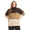 Plus Size Contrast Stitch Mock Neck Colorblock Sweater -Karen Kane Store 3L89983W NUL karenkane 2025 fall 00 1