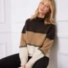 Petite Size Contrast Stitch Mock Neck Colorblock Sweater 1 Petite Size Contrast Stitch Mock Neck Colorblock Sweater -Karen Kane Store 3L89983 MUL karenkane 2025 fall 00 7 1