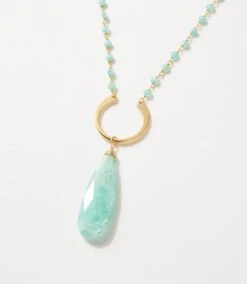 Amazonite Teardrop Beaded Necklace