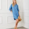Roll Tab Chambray Shirtdress