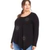 Plus Size Embellished Asymmetric Top -Karen Kane Store 4L13033W blk 00