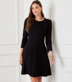 Petite Size 3/4 Sleeve Fit & Flare Dress