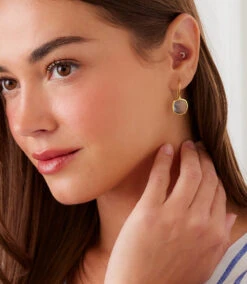 Gemstone Bezel Drop Earrings