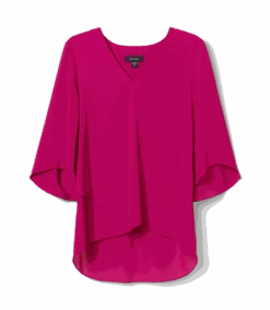 Petite Size Layered Sleeve Asymmetric Top -Karen Kane Store 6AAF1426 5AC6 4CA7 AC6D 33371A19DFB8