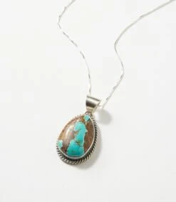Natural Blue J Turquoise Pendant Necklace