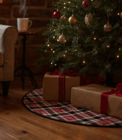 Reversible Plaid & Leopard Christmas Tree Skirt