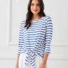 Stripe Boatneck Tie-Front Top