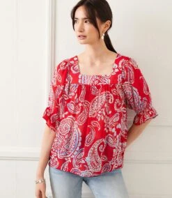 Ruffle Sleeve Square Neck Top -Karen Kane Store 8F2BE90E C0D4 4CE3 AABB 054086D9F115