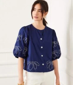 Embroidered Puff Sleeve Shirt -Karen Kane Store 97D171FC 734C 48C9 833D 44EB69A93908