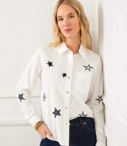 Long Sleeve Embroidered Star Shirt