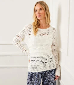 Boatneck Crochet Sweater -Karen Kane Store 9E42DB01 1074 42F1 AE5D FB18A3C96FD7