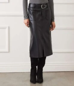 Faux Leather Midi Skirt -Karen Kane Store A01A8E09 BB5B 4B2A 8497 B275EC3F3B80
