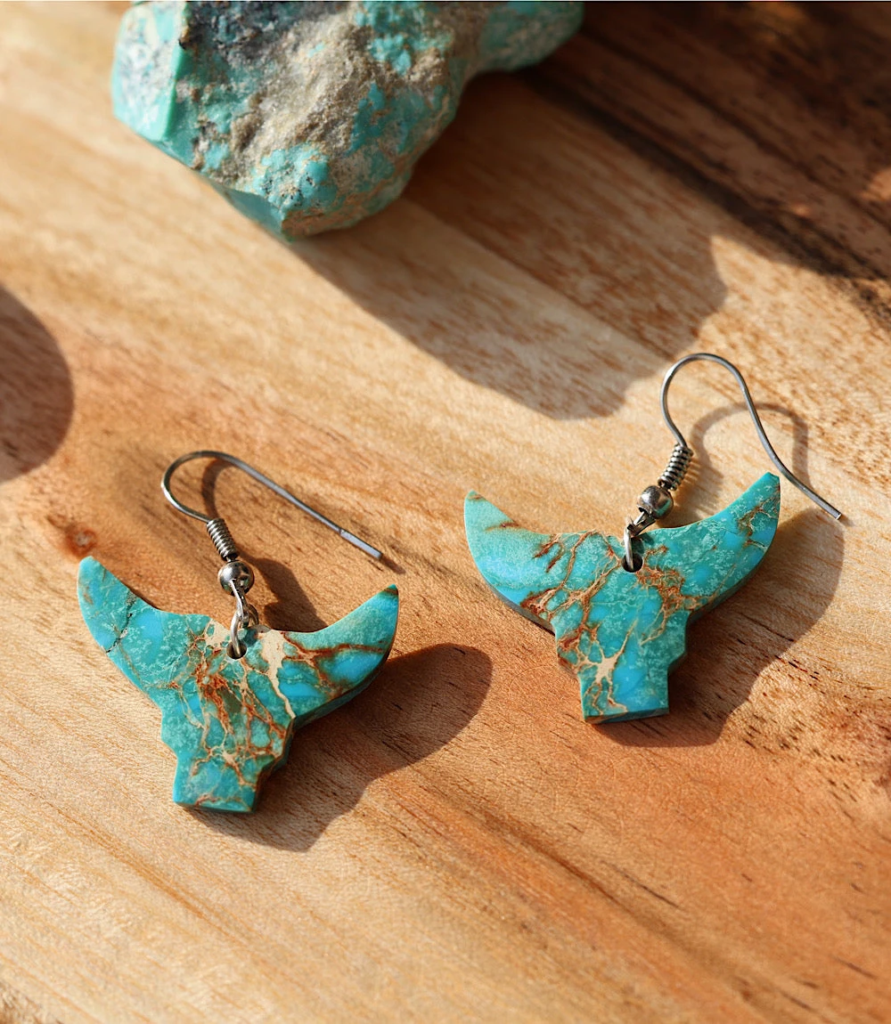 Longhorn Turquoise Earrings 3 Longhorn Turquoise Earrings