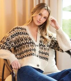 Jacquard Cardigan Sweater -Karen Kane Store BA26290C 7078 43B6 AC69 7A580A24AB7C