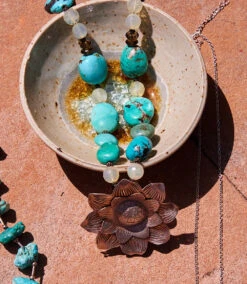 Turquoise Silver Flower Pendant Necklace -Karen Kane Store C4F5342C 6D94 4F60 B797 A7A21E097430