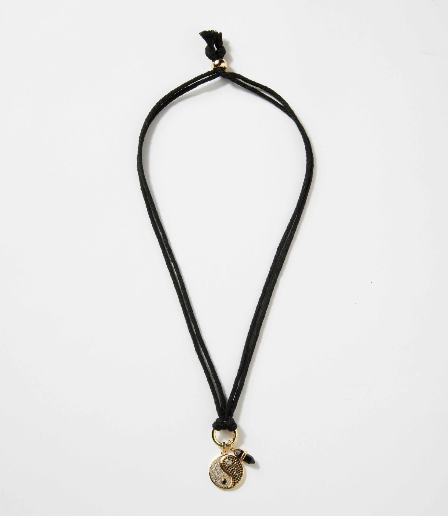 Yin Yang Disc And Gemstone Point Cord Necklace 4 Yin Yang Disc And Gemstone Point Cord Necklace - Image 2