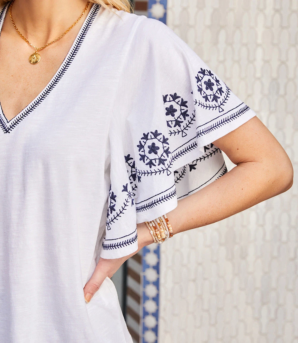 Embroidered Flutter Sleeve Top 4 Embroidered Flutter Sleeve Top - Image 2