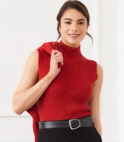 Ribbed Turtleneck Sweater Tank